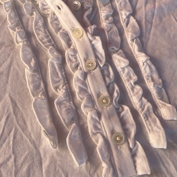 Talbots White Button Down Shirt with Ruffles - Picture 4 of 5